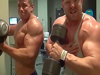 brunette Muscle Buddies Flexing And Showering amateur hd