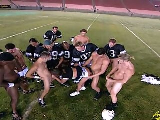group sex Gangbang in Los Angeles Memorial Coliseum field gays 